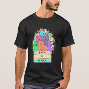 T-shirt Joli Livre Coloré De Rentree Scolaire Chats Tie Dy