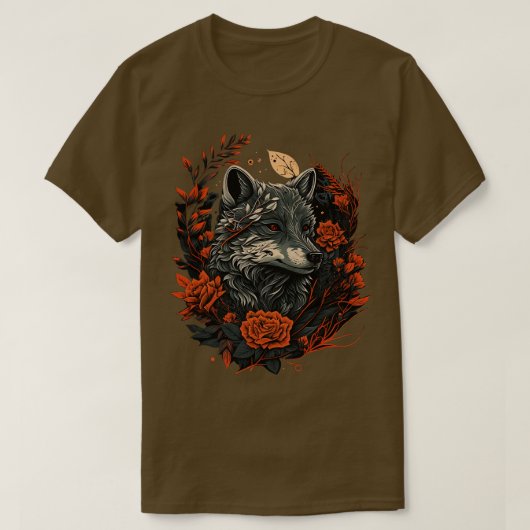 T-shirt Joli loup floral (Design devant)