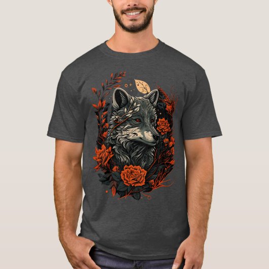 T-shirt Joli loup floral (Devant)