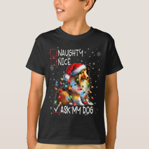 T-shirt Joli Méchant Demander à Mon Chien Liste de Noël Xm