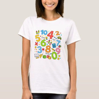 T-shirt Joli motif de nombres de maths dessin animé T Shir