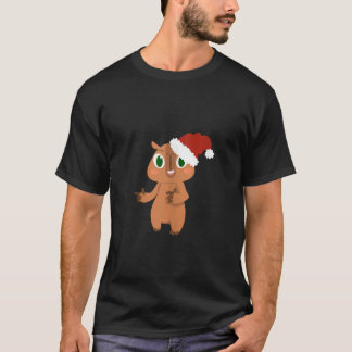 T-shirt Joli Noël Capybara Santa Claus Cavy Rat Roden