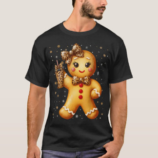 T-shirt Joli Noël Coquette au Pain d'Épice Léopard