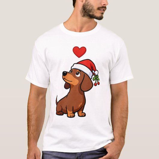 T-shirt Joli Noël Dachshund Santa Hat Holiday Chien (Devant)