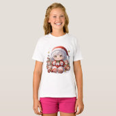 T-shirt Joli Noël de fille Santa Chibi (Devant entier)