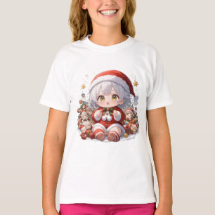 T-shirt Joli Noël de fille Santa Chibi