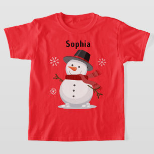 T-shirt Joli Noël Festif Homme de neige Personnalisé nom d