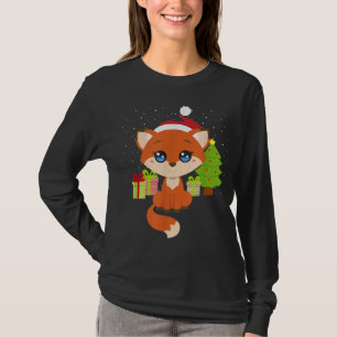 T-shirt Joli Noël Fox Santa Chapeau Arbre de Noël Ado G