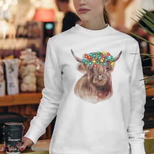 T-shirt Joli Noël Highland Vache Neon Lumières