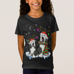 T-Shirt Joli Noël Porté Collie Père Noël Chapeaux Reindeer
