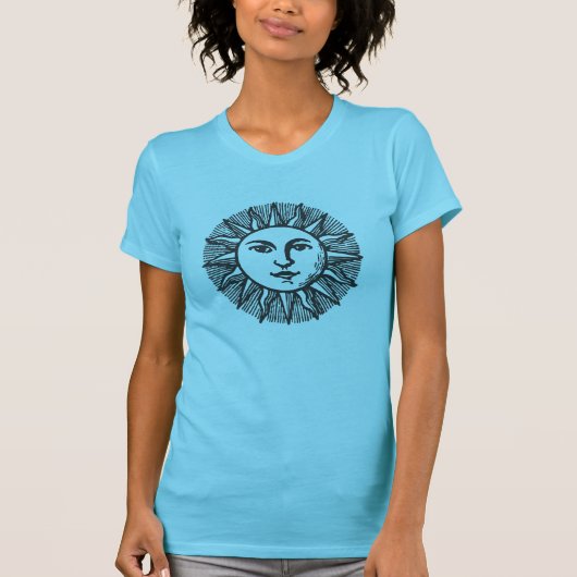 T-shirt Joli Noir Ancien Design Soleil 2 (Devant)
