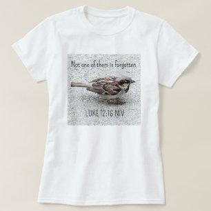 T-shirt Joli Oiseau Bruant Photo Bible Verse Simple Tan