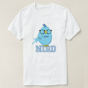 T-shirt Joli Oiseau Nerd Bleu