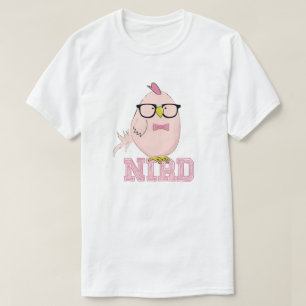 T-shirt Joli Oiseau Nerd Rose