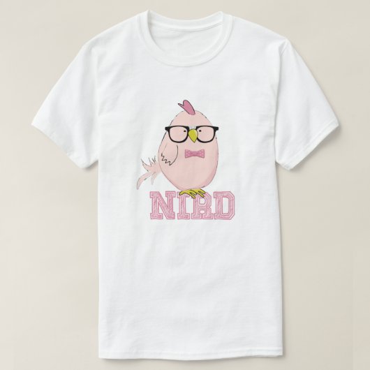 T-shirt Joli Oiseau Nerd Rose (Design devant)