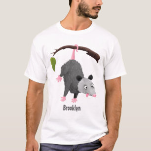T-shirt Joli opossum accroché à la branche dessin animé