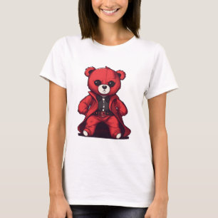 T-shirt Joli ours en peluche rouge garçon