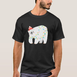 T-shirt Joli Ours polaire arctique Lumières Arbre Noël