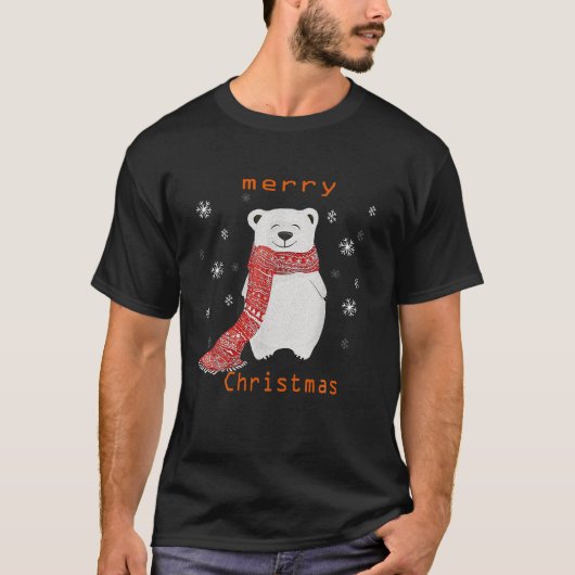 T-shirt Joli Ours Polaire Joyeux Noël Noël Noël Noël Noël  (Devant)