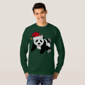 T-shirt Joli Panda Bear Père Noël long manches (Devant entier)