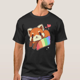 T-shirt Joli Panda Rouge Lgbtq Avec Drapeau Arc-En-Ciel Co