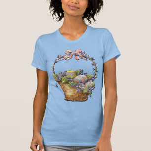T-shirt Joli Panier de Pâques sur T Chemise Bleue