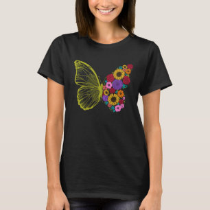 T-shirt Joli Papillon Monarch Coloré Fleur Papillon