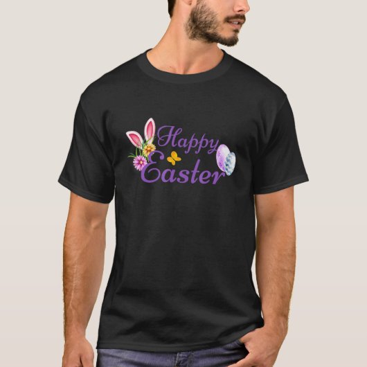T-shirt Joli Pâques de lapin oeufs de Pâques panier de cha (Devant)