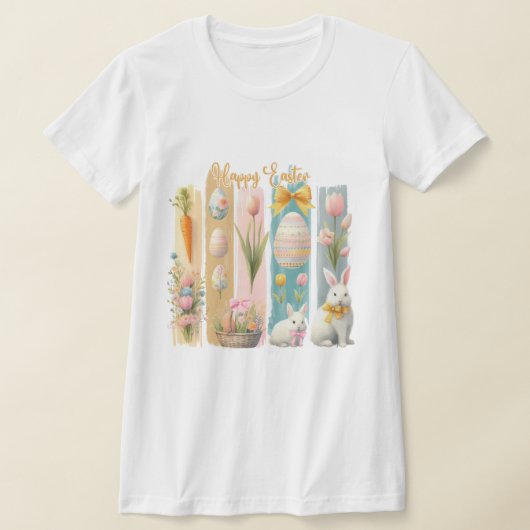 T-shirt Joli Pâques rose or bleu Vertical (Poser)