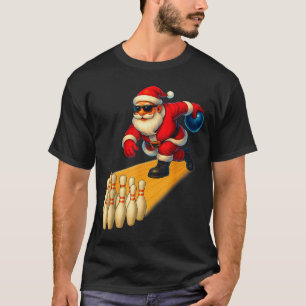 T-shirt Joli Père Noël jouant boule et quilles de bowling