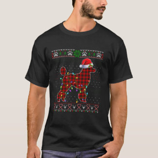 T-shirt Joli Père Noël Rouge Plaid Poodle clair laide Noël