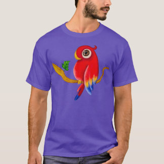 T-shirt joli perroquet macaw traditionnel dessin pastel