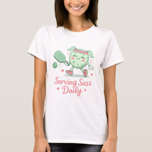 T-shirt Joli personnage de pickleball rose avec citation a