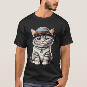 T-shirt Joli Petit Chat avec Chapeau