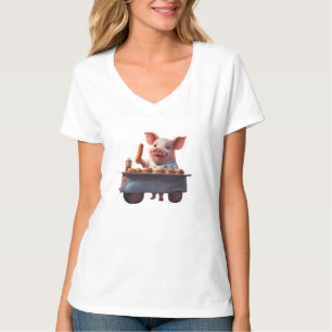 T-shirt Joli petit cochon travaille à un stand de hot-dogs
