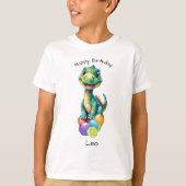 T-shirt Joli petit dinosaure avec beaucoup de ballons colo (Devant)