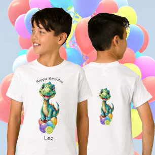 T-shirt Joli petit dinosaure avec beaucoup de ballons colo