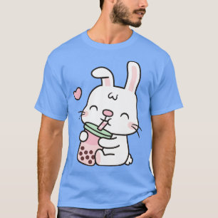 T-shirt Joli Petit Lapin Blanc Qui Apprécie Boba Tea