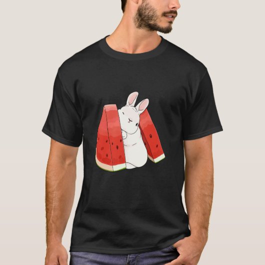 T-shirt Joli Petit Lapin Entre Pastèque (Devant)
