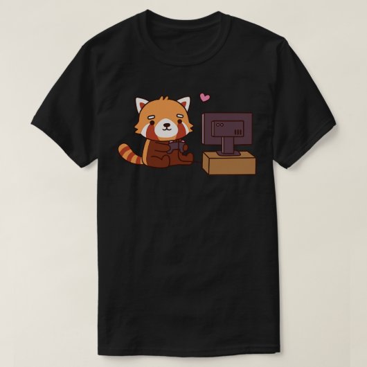 T-shirt Joli Petit Panda Rouge Aime Jouer (Design devant)