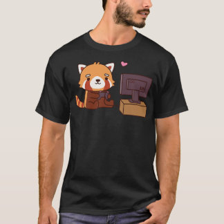 T-shirt Joli Petit Panda Rouge Aime Jouer