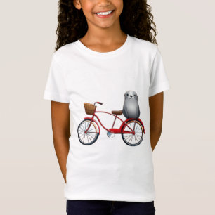 T-Shirt Joli petit sceau de dessin animé sur un vélo