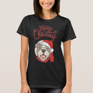 T-shirt Joli Pitbull Avec Ruban Rouge Et Joyeux Chapeau De