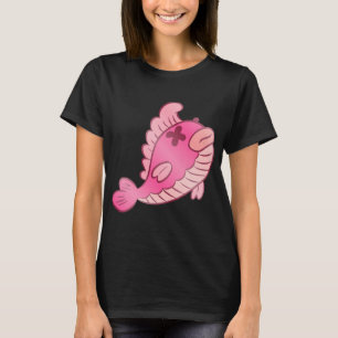 T-shirt Joli poisson rose mort de dessin animé – Drôle de