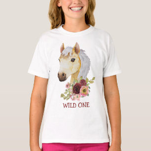 T-shirt Joli poney sauvage le floral