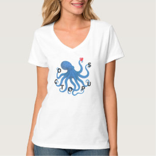 T-shirt Joli poulpe bleu ami avec cœur océan plongée