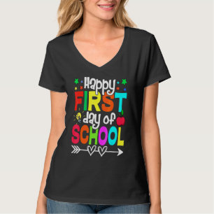 T-shirt Joli Premier Jour D'école Enfants Élève Heureux