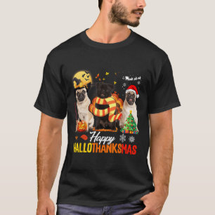 T-shirt Joli Pug Joyeux Hallothanksmas Halloween Thanksgiv
