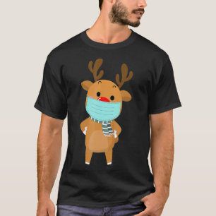 T-shirt Joli Pyjama de jumelage de masques de rennes de No