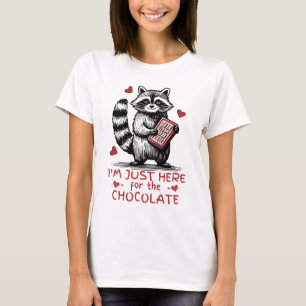T-shirt Joli raton laveur Je suis juste ici pour le chocol